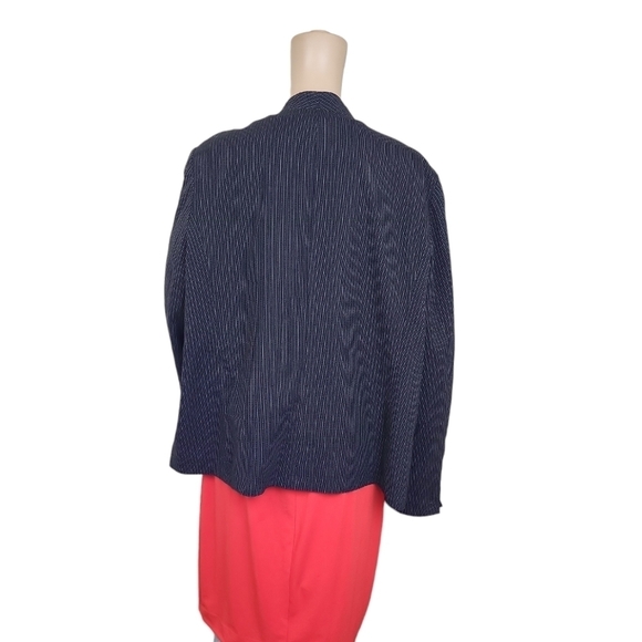 Coldwater Creek Blazer Womens Black White Striped Jacket Open Front - Picture 8 of 8